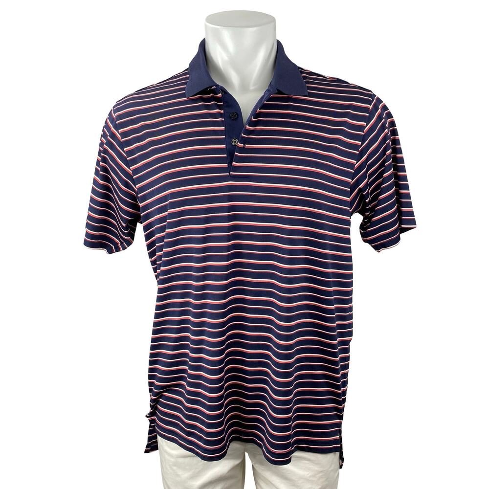 Adidas Climalite Multicolor Stripe Short Sleeve Classic Golf Polo Shirt Top Sz M